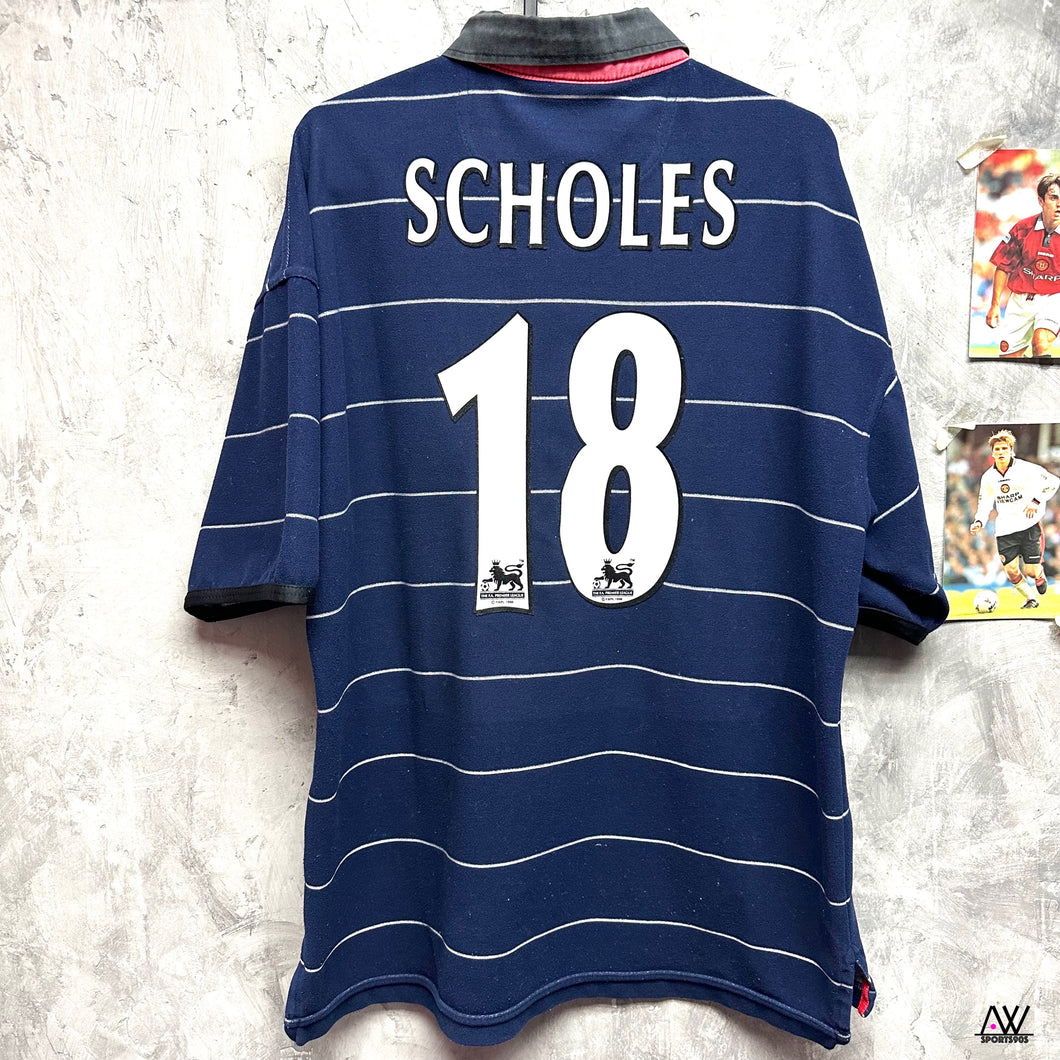 1999-00 曼聯｜作客｜#18 史高斯｜90% New｜M｜1999-00 Manchester United #18 Scholes ( M )