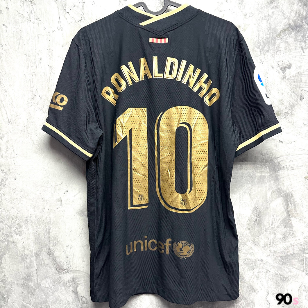 2020-21 巴塞隆拿｜作客｜球員版｜#10 朗拿甸奴｜西甲 Full Set｜L｜95% New｜2020-21 Barcelona Away #10 Ronaldinho La liga Set Vaporknit ( L )