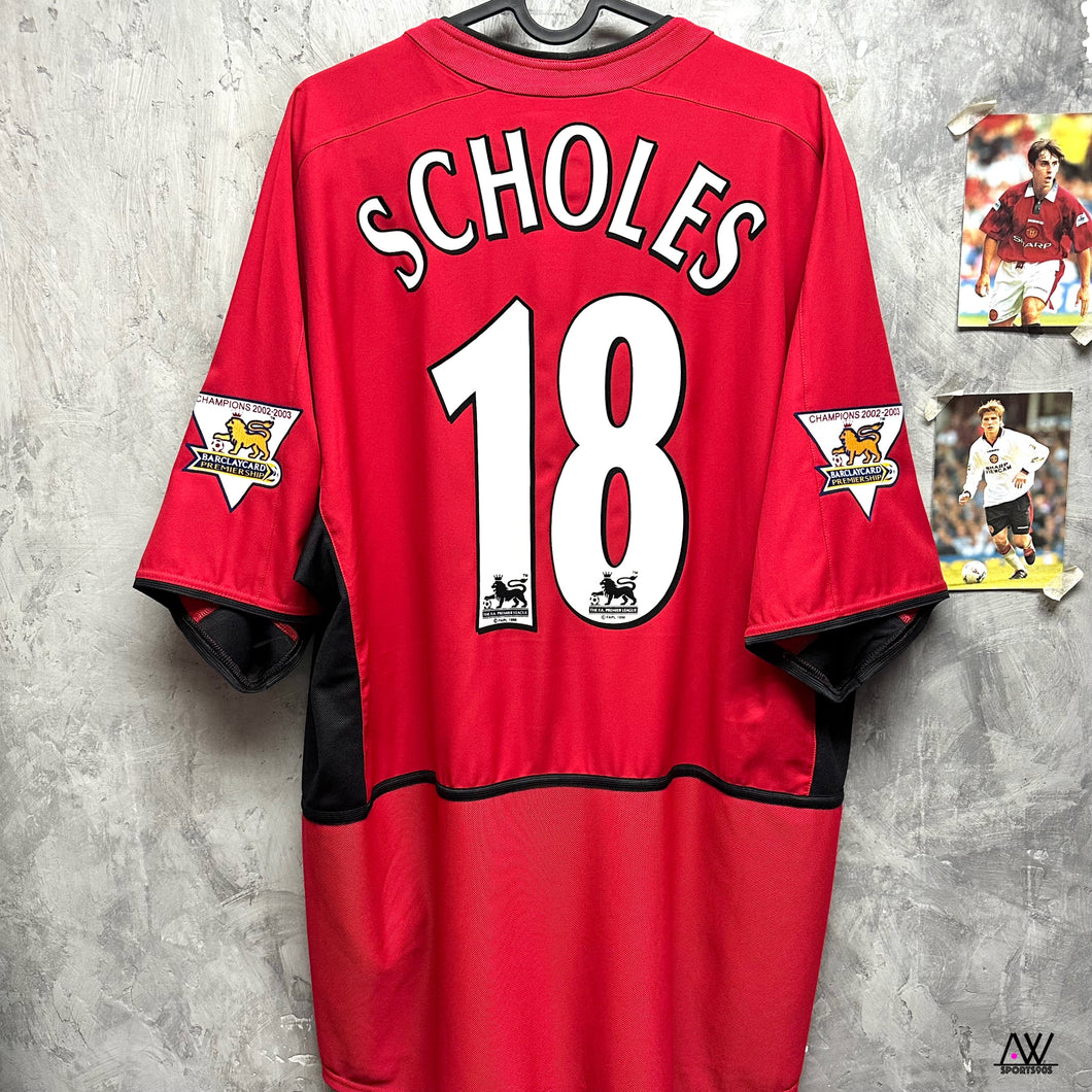 2003-04 曼聯｜主場｜#18 史高斯｜90% New｜XL｜ 2003-04 Manchester United Home #18 Scholes EPL Set ( XL )