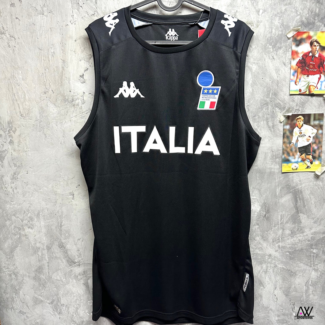 《原裝復刻》 2000 意大利｜x Kappa 原裝復刻背心｜黑色｜BNWT｜2000 Italy x Kappa Official Retro Training Vest Black ( Multiple Sizes )