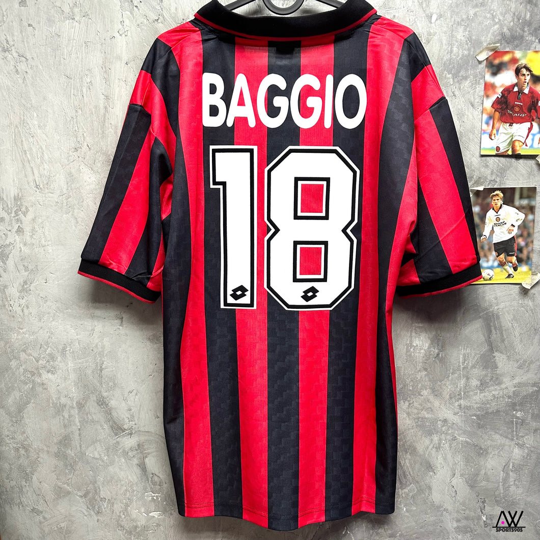 《原裝復刻》1995-96 AC米蘭｜官方Score Draw 復刻主場｜連復刻絨字｜BNWT｜1995-96 AC Milan Official Retro Home with Retro Printing ( Multiple Sizes )