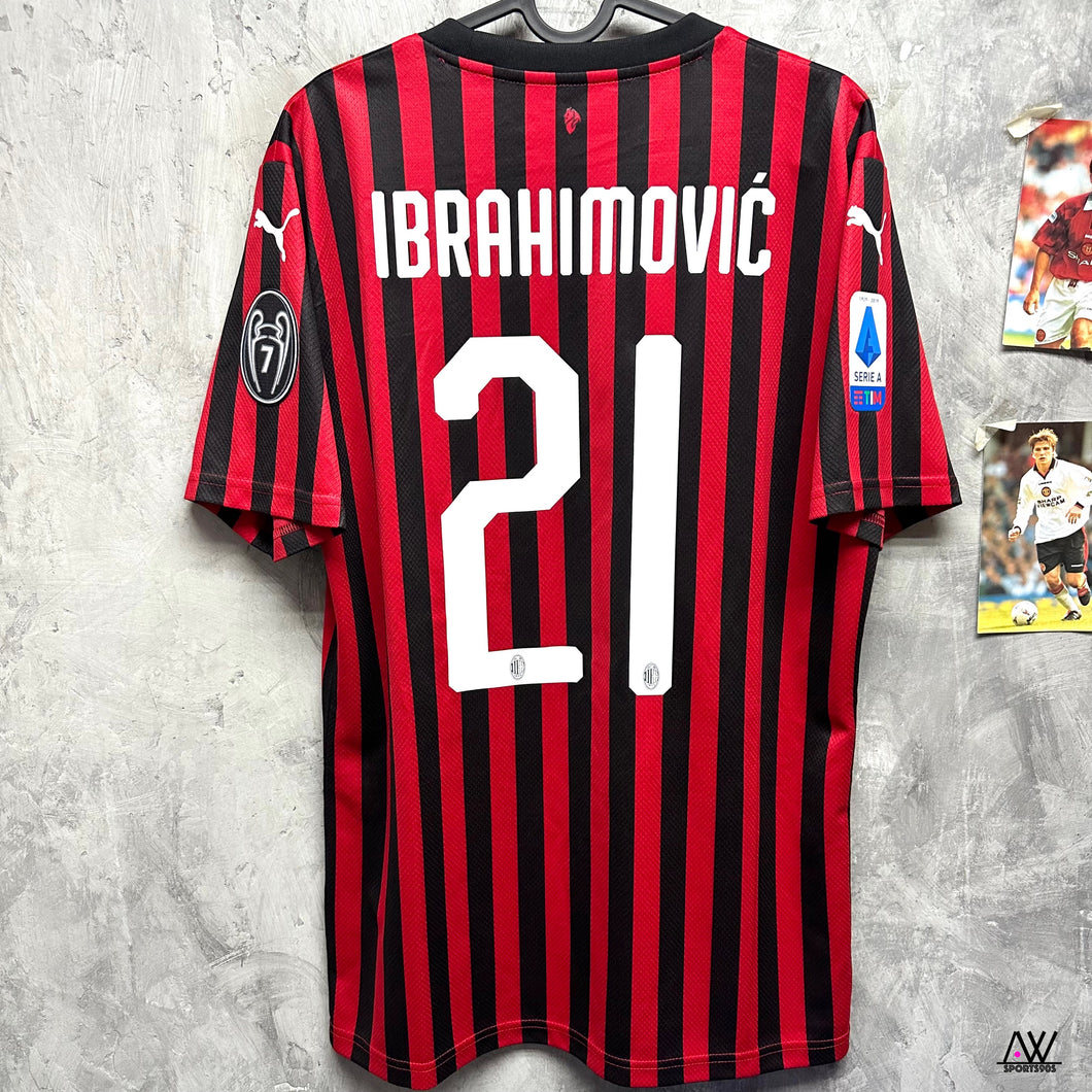 2019-20 AC米蘭｜主場｜球員版｜#21 伊巴謙莫域｜歐聯 Full Set｜BNWT｜M｜2019-20 AC Milan Home #21 Ibrahimovic UCL Version Authentic ( M )