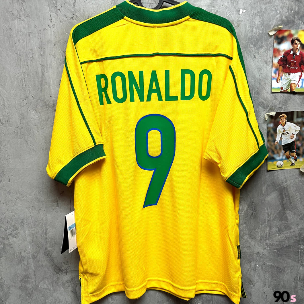 《原裝復刻》  1998 巴西｜主場復刻｜#9 朗拿度｜BNWT｜1998 Brazil Home #9 Ronaldo Reissue ( Multiple Sizes )