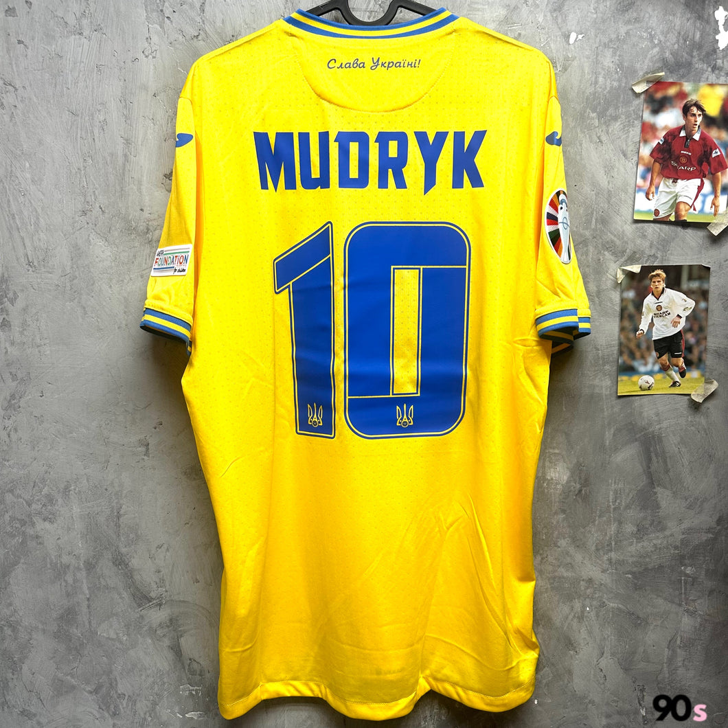 2024-25 烏克蘭｜主場｜球員版｜#10 梅迪歷｜2024 歐國盃 Full Set｜BNWT｜L｜2024-25 Ukraine Home #10 Mudryk EURO 2024 Set Authentic ( L )