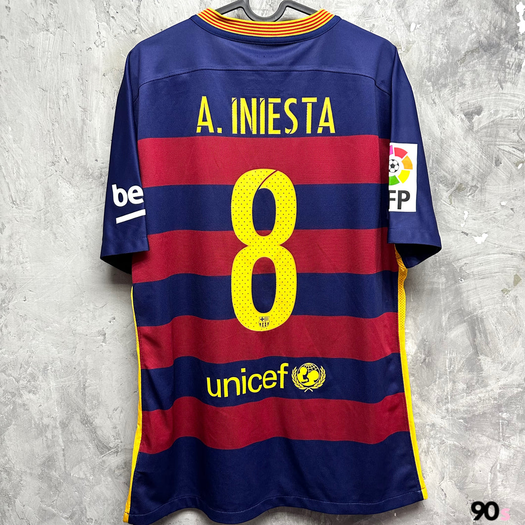 2015-16 巴塞隆拿｜主場｜球員版｜#8 恩尼斯達｜西甲 Full Set｜90% New｜L｜2015-16 Barcelona Home #8 Iniesta La Liga Set Authentic ( L )