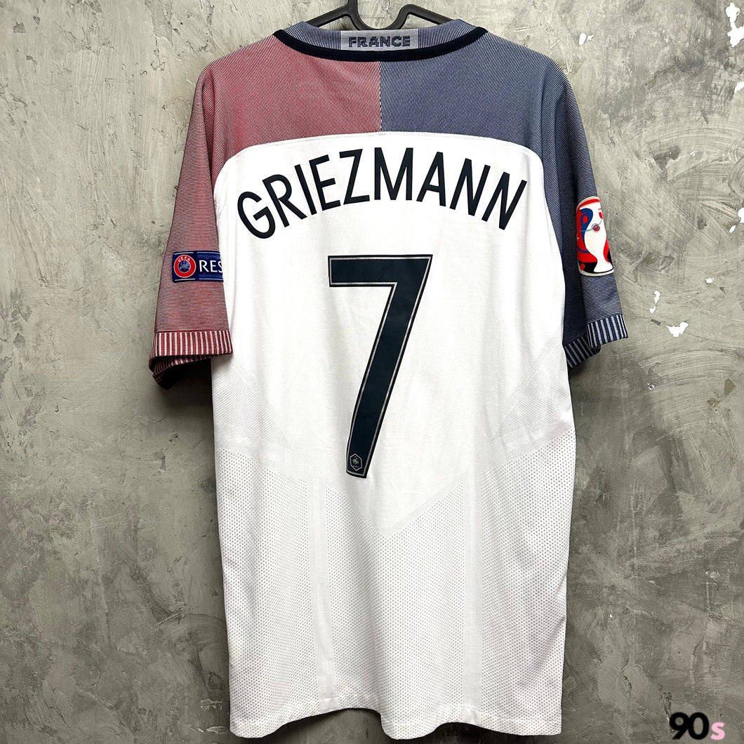 2016 法國｜作客｜球員版｜#7 基沙文｜2016 歐國盃 Full Set｜ 90% New｜L｜2016 France Away #7 Griezmann Authentic Euro 2016 Set ( L )