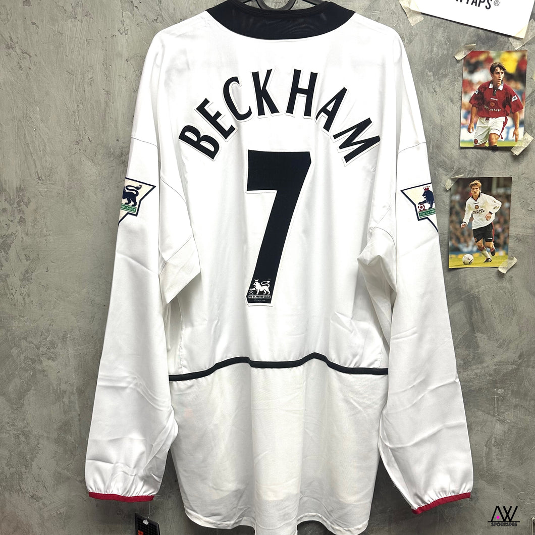 2002-03 曼聯｜作客長袖｜球員版｜#7 碧咸｜英超聯Set｜BNWT｜XL｜2002-03 Manchester United Away L/S Authentic #7 Beckham EPL Set (XL)