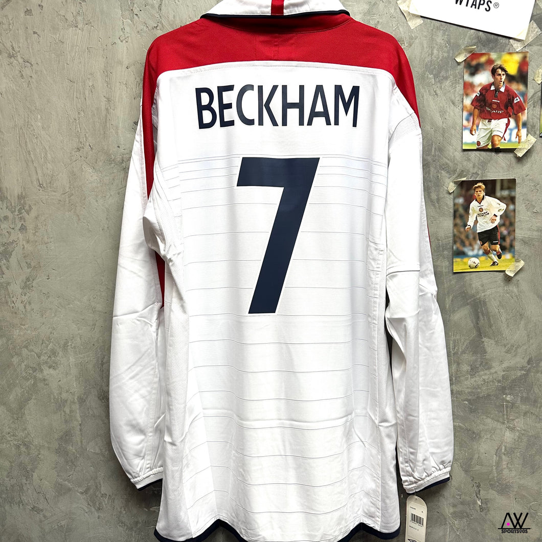 2003-04 英格蘭｜主場長袖｜#7 碧咸｜BNWT｜2003-04 England Home #7 Beckham ( Multiple Sizes )