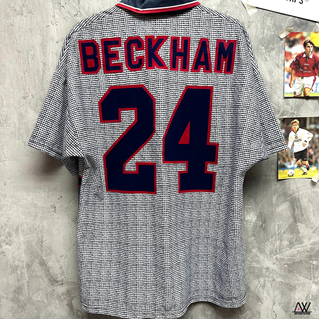 1995-96 曼聯｜作客｜#24 碧咸｜90% New｜M｜1995-96 Manchester United Away #24 Beckham (M)