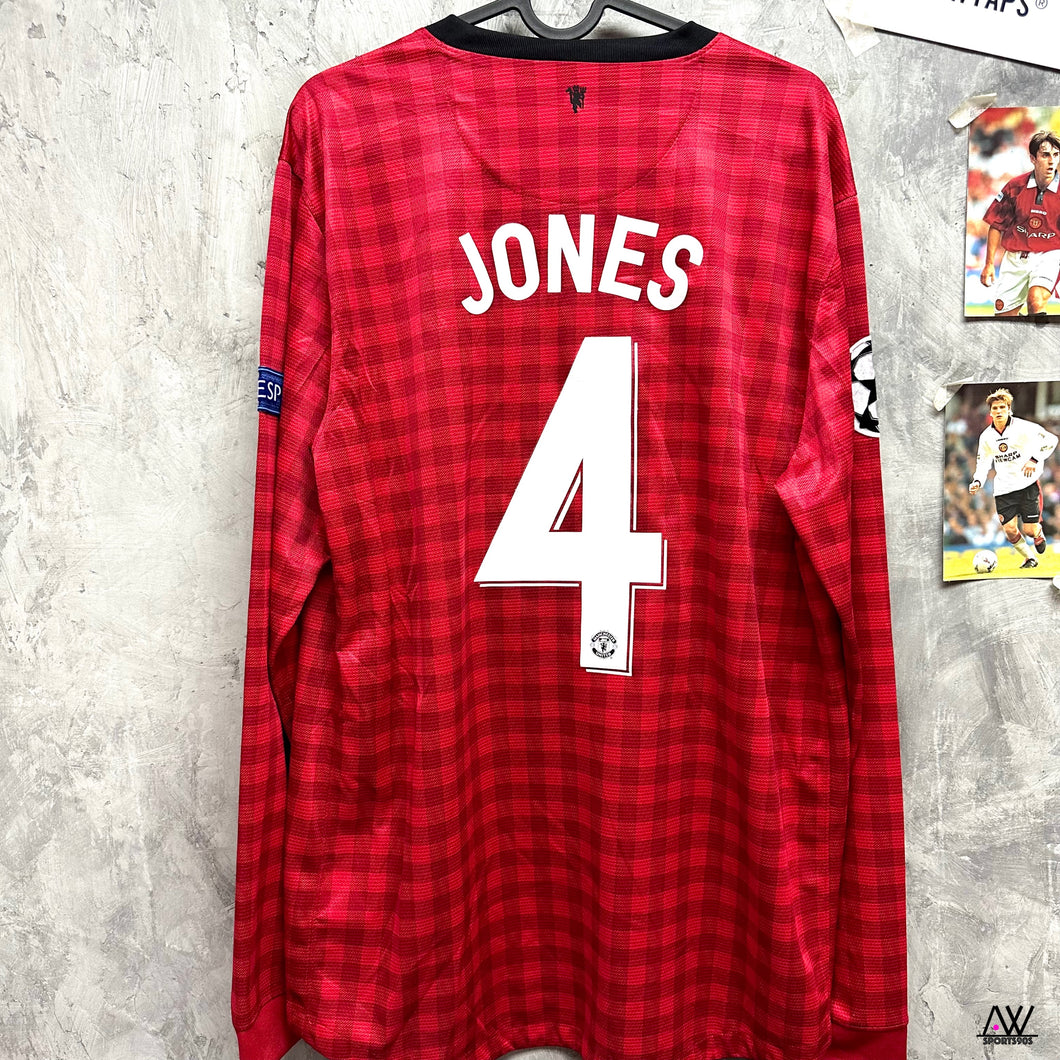 2012-13 曼聯｜主場長袖｜#4 菲爾鐘斯｜歐聯Full Set｜90% New｜L｜2012-13 Manchester United Home L/S #4 Jones UCL Set (L)