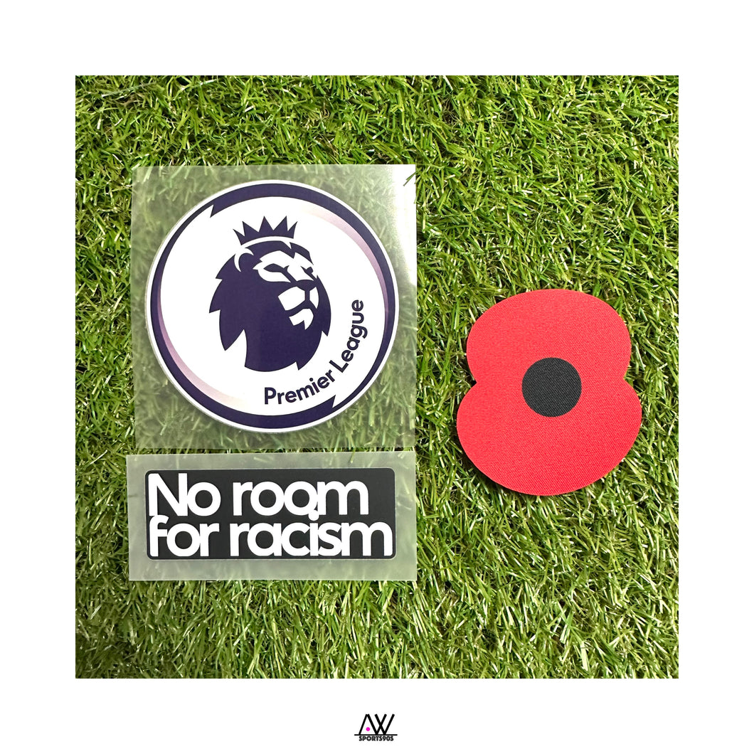 《Official Printing & Patches》 英超章 + No Room For Rascism 章+Poppy章｜Premier League + No Room For Rascism + Poppy Players Patch Set