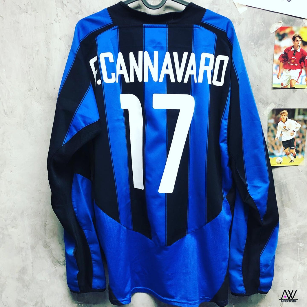 2003-04 國際米蘭｜主場長䄂｜#17 簡拿華路｜85% New｜M｜2003-04 Inter Home L/S #17 F.Cannavaro (M)