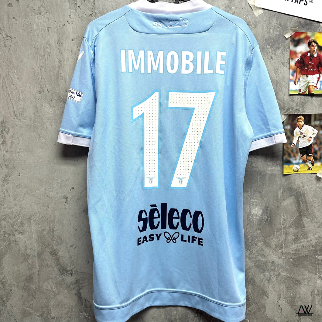 2017-18 拉素｜主場｜意大利超級盃Full Set｜#17 恩莫比利｜90% New｜L ｜2017-18 Lazio Home #17 Immobile Supercoppa Full Set (L)