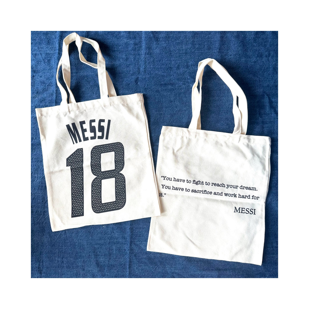 【Football Culture Studio】- Legend’s Quote Messi ‘ Tote Bag