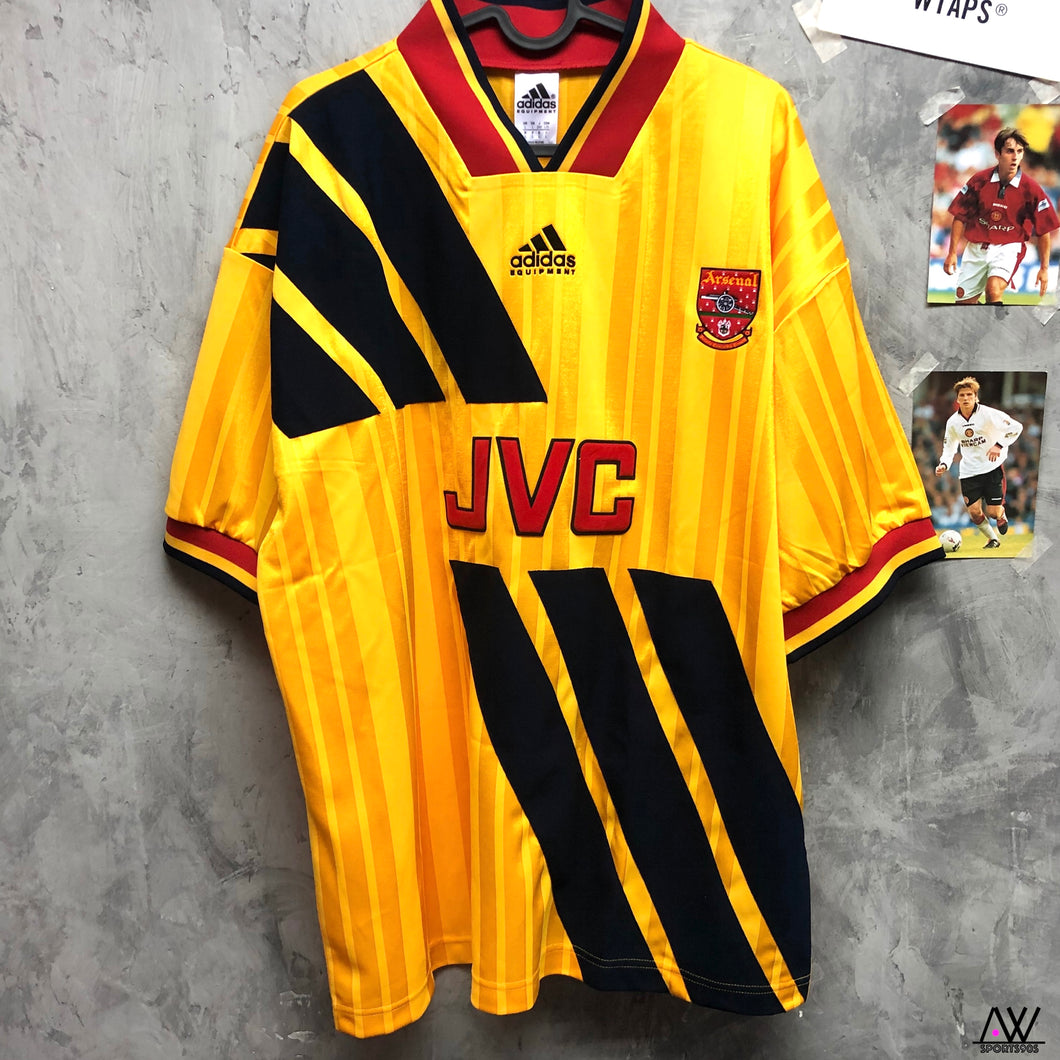 《原裝復刻》  1992-93 阿仙奴｜原裝復刻作客｜連復刻英超字章｜1992-93 Arsenal Official Retro Away with Retro Printing EPL set