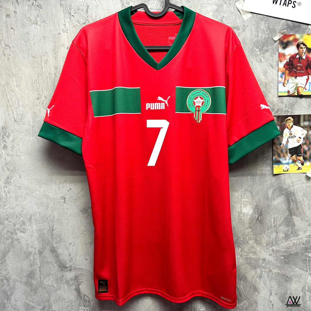 《World Cup 2022》2022-23摩洛哥｜主場球迷版｜連原裝印字｜2022-23  Morocco Home with Official Nameset (Fans)